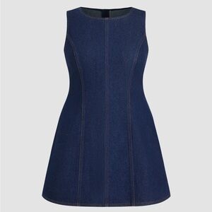 Cider Dark Blue Denim Mini Dress